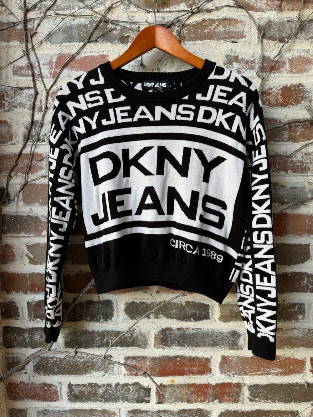 💥 GRAIL ALERTTT! Vintage-Style DKNY Jeans Spellout Logo Crewneck Sweater M 💥